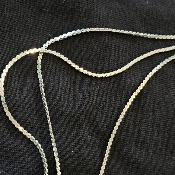 1950s VTG Trifari 3 Strand Long Serpentine Chain Necklace Silver 30" Layered 50s - Picture 6 of 10